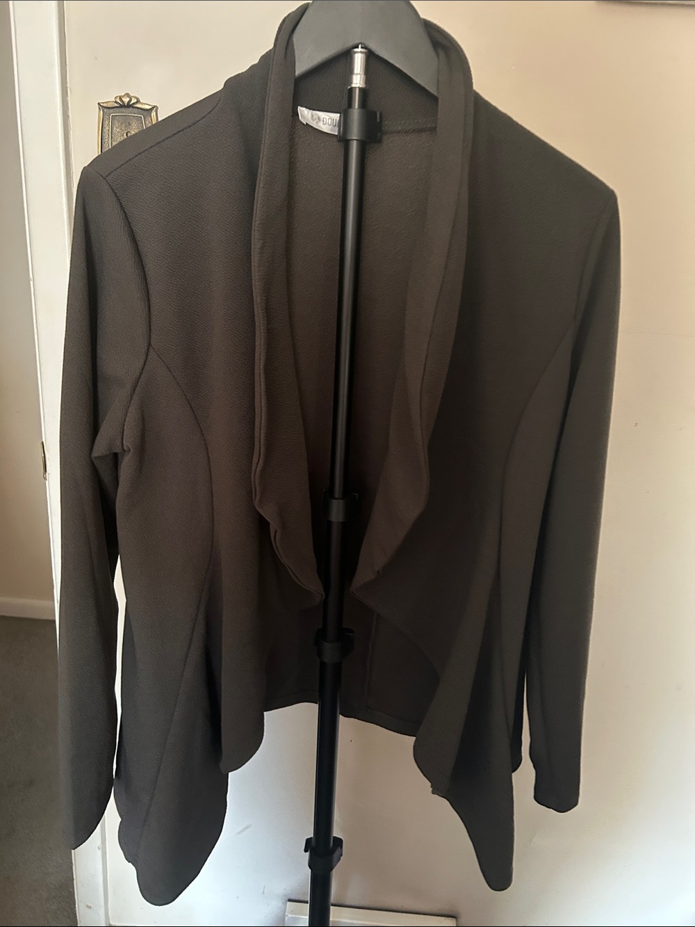 Doublju Black Draped Open-Front Blazer